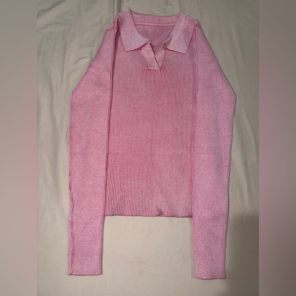 Pink Collared Women's Sweater